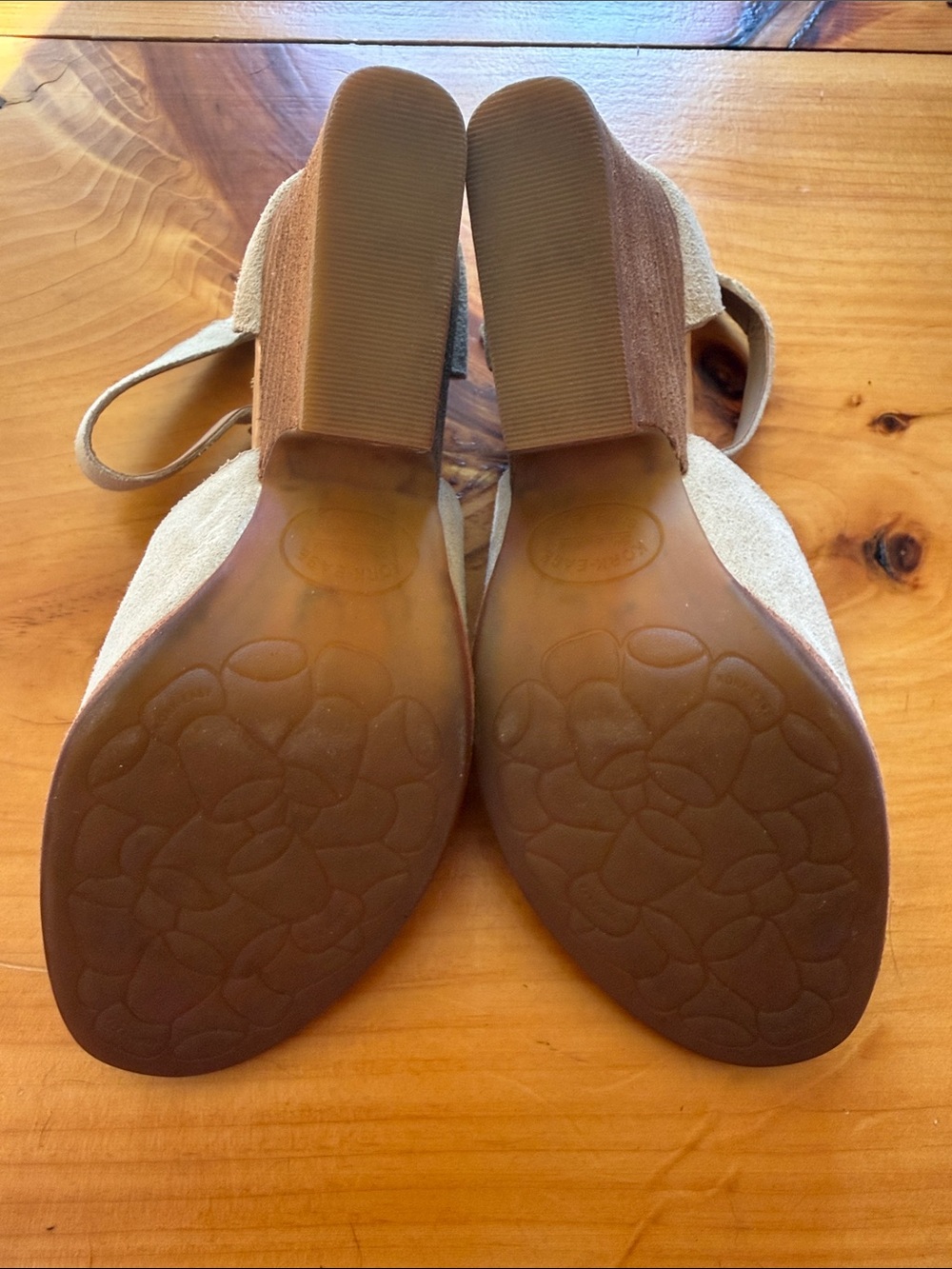 Kork Ease Neutral Suede Block Heel Sandals with Ankle Strap - Picture 4 of 5